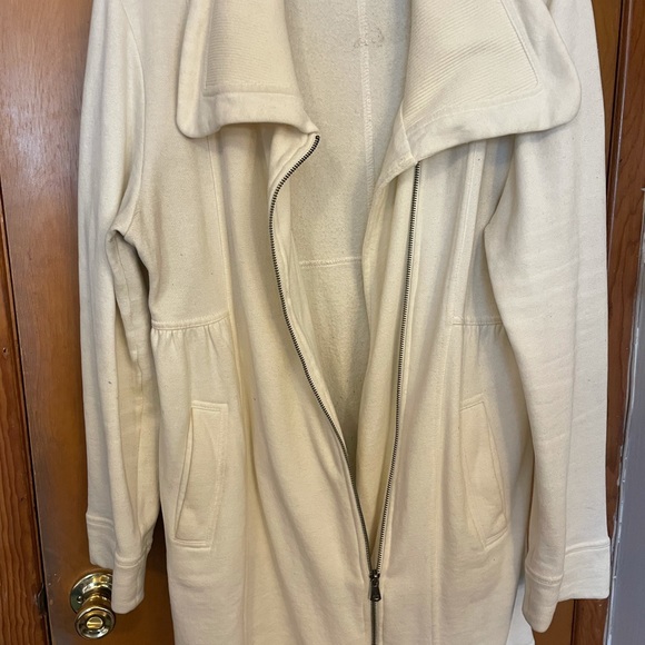 Prana Mila Sweater Jacket Cream Asymmetrical Full Zip - Picture 11 of 11